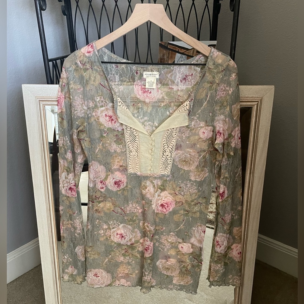 🤎🌸Ralph Lauren Denim Supply Lace Shirt
